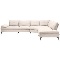 ECKSOFA in Flachgewebe Creme  - Creme/Schwarz, Design, Textil/Metall (344/271cm) - Chilliano