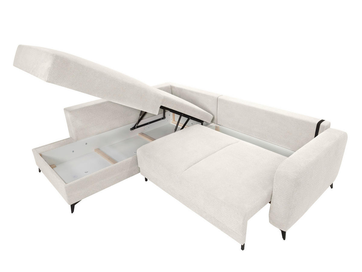 ECKSOFA CORTEZ Creme  - Creme/Schwarz, Design, Textil/Metall (215/260cm) - MID.YOU