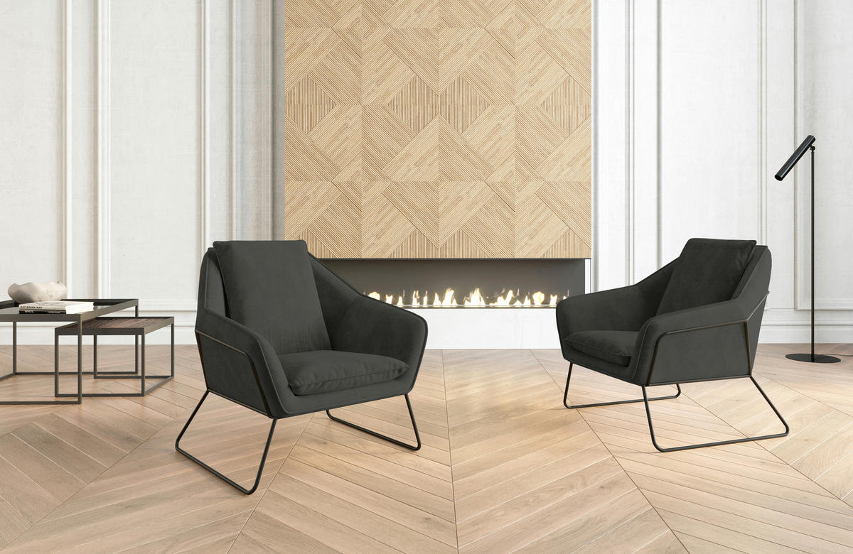 SESSEL in Flachgewebe Dunkelbraun  - Dunkelbraun/Schwarz, Design, Textil/Metall (78/85/85cm) - Livetastic