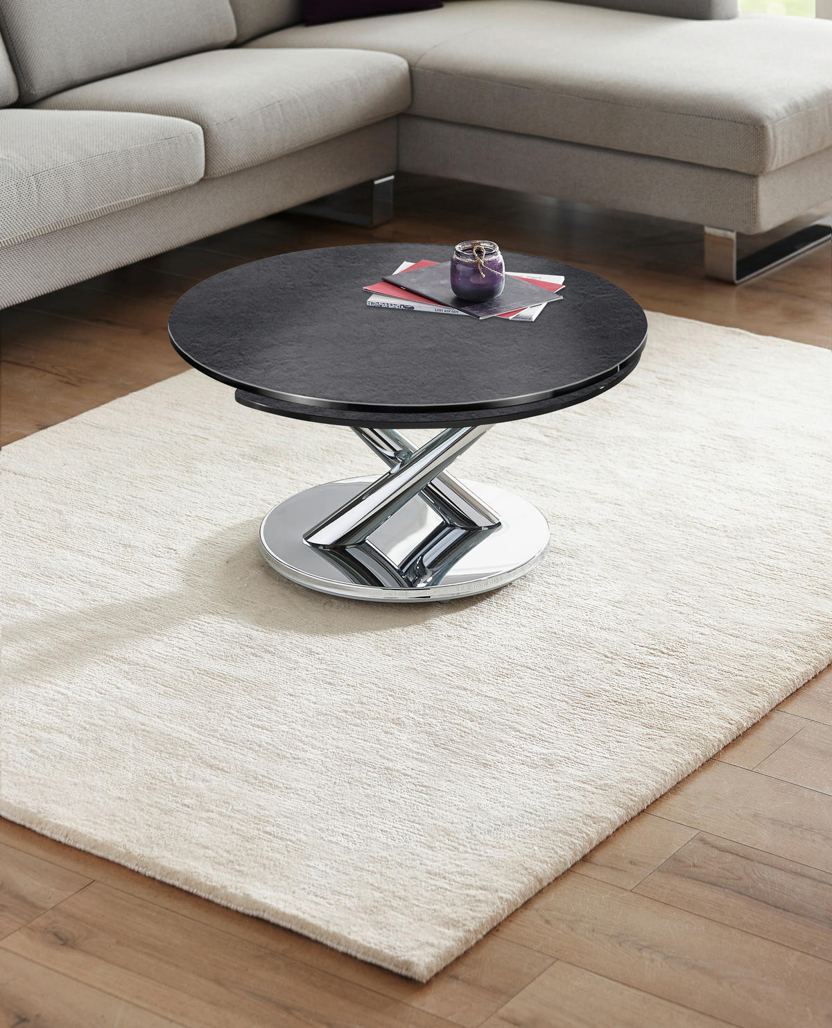 COUCHTISCH in Metall, Keramik 80-28/40/80 cm  - Chromfarben/Anthrazit, Basics, Keramik/Metall (80-28/40/80cm) - Naos