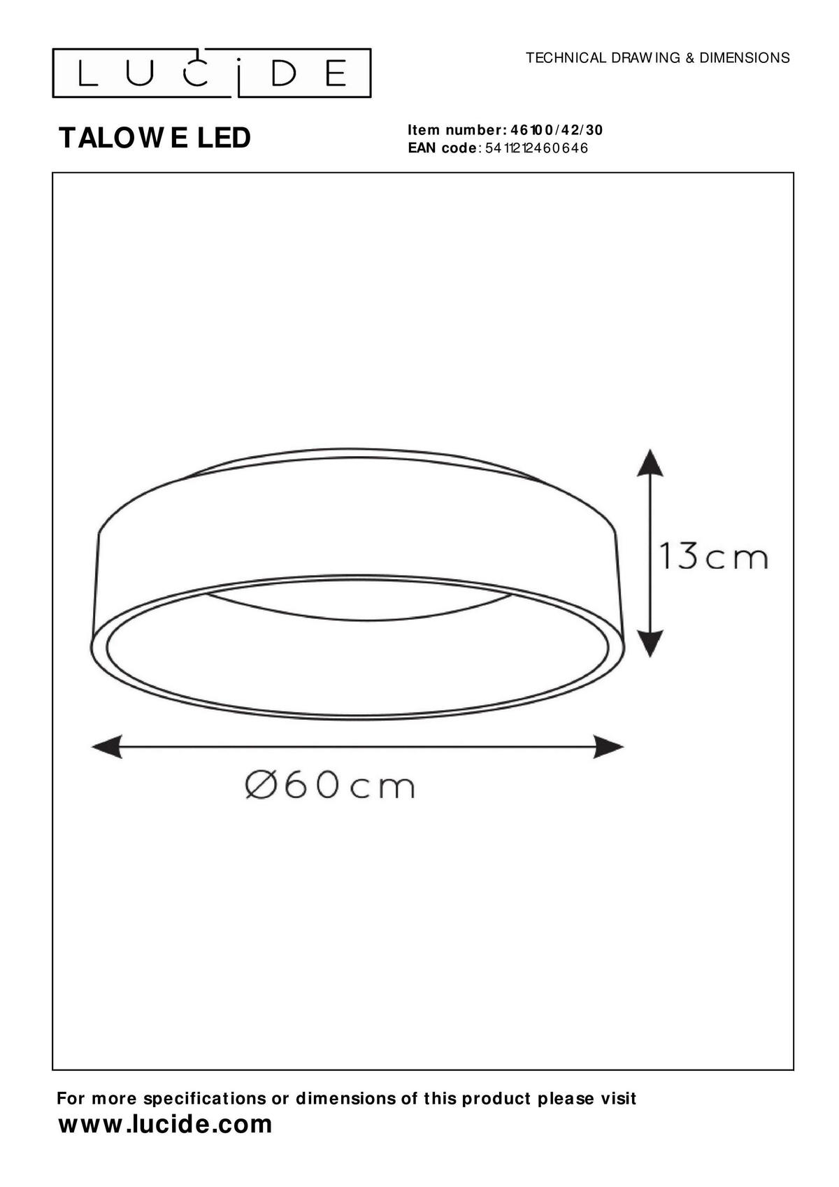 LED-DECKENLEUCHTE Talowe Led 60/60/13 cm   - Schwarz, Basics, Metall (60/60/13cm) - Lucide