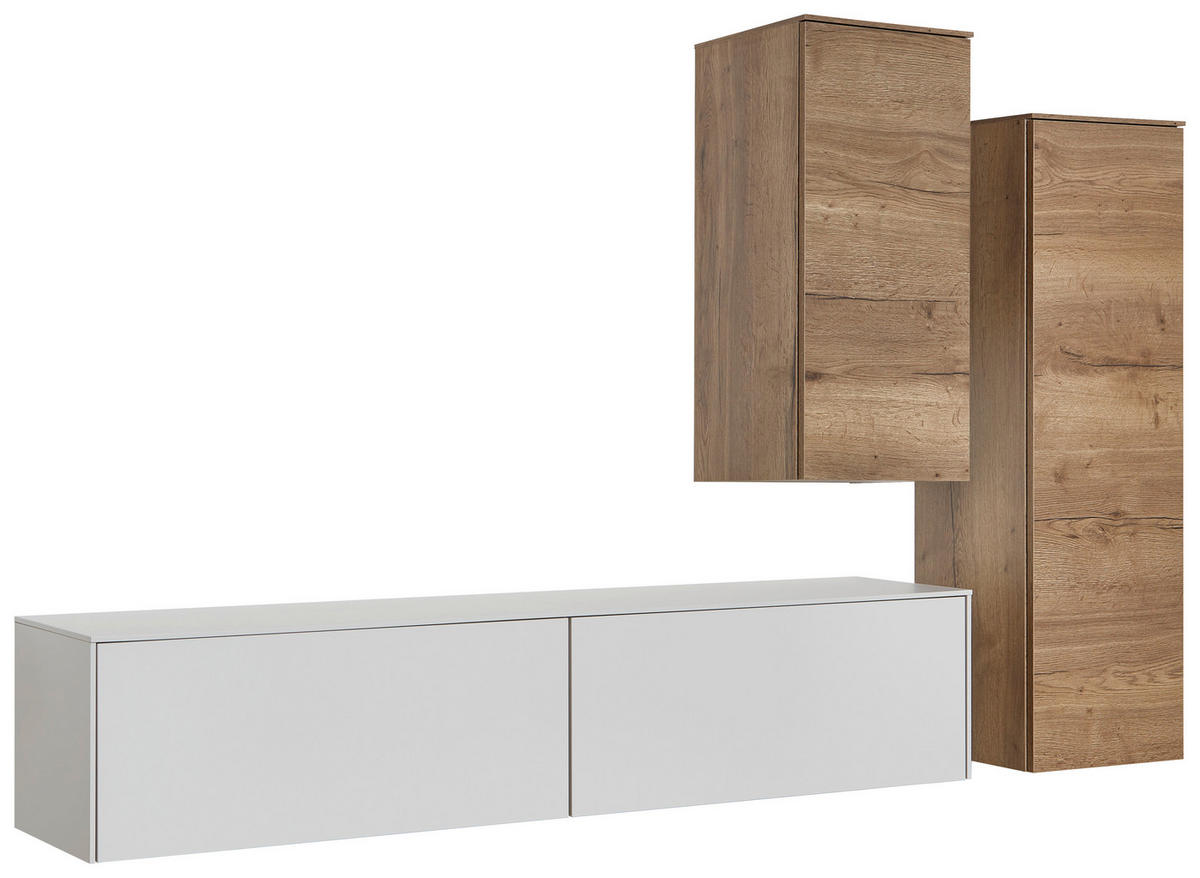 WOHNWAND 3-teilig  in Eichefarben, Hellgrau  234/174/37 cm  - Eichefarben/Hellgrau, Design, Holzwerkstoff (234/174/37cm) - Celina Home