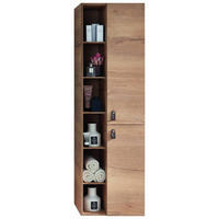HOCHSCHRANK 50/168/31,8 cm  - Eichefarben/Braun, KONVENTIONELL, Glas/Leder (50/168/31,8cm) - Sadena