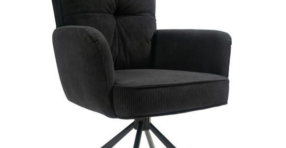 ARMLEHNSTUHL in Eisen Cord - Schwarz, Design, Textil/Metall (60/95/67cm) - Novel