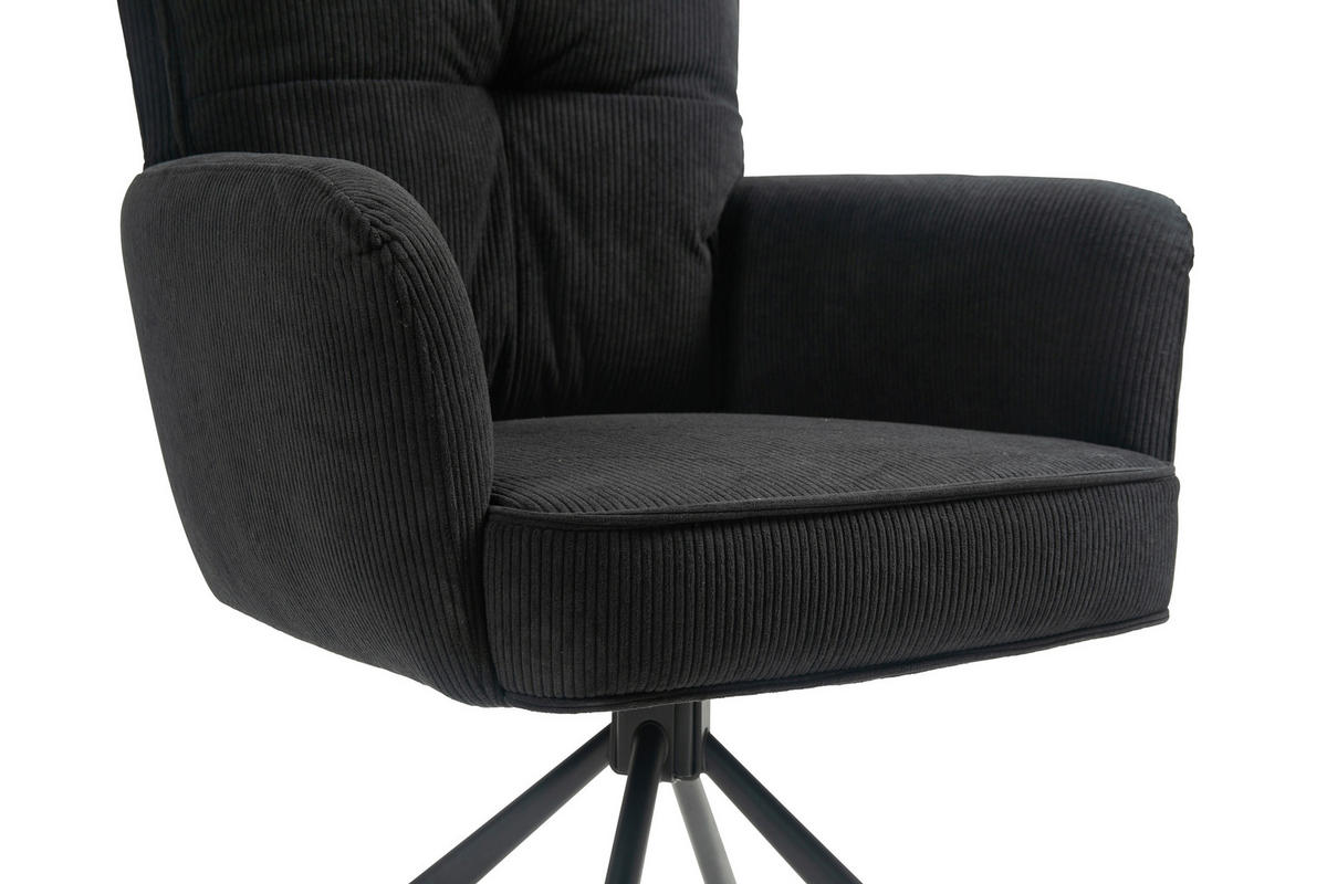 ARMLEHNSTUHL  in Eisen Cord  - Schwarz, Design, Textil/Metall (60/95/67cm) - Novel