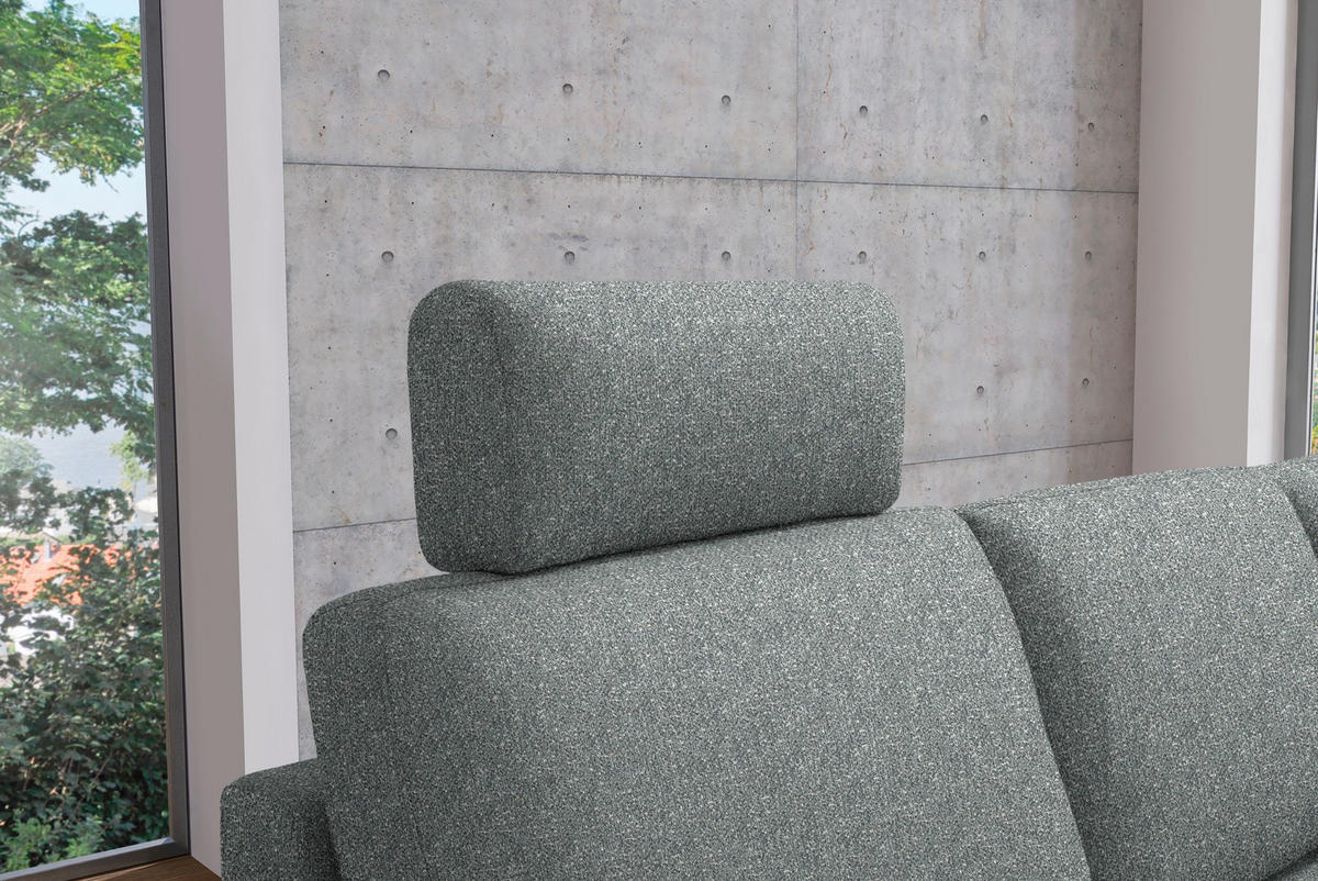 ECKSOFA  in Mikrovelours Graugrün  248/160 cm  - Alufarben/Graugrün, Design, Textil/Metall (248/160cm) - Sedda