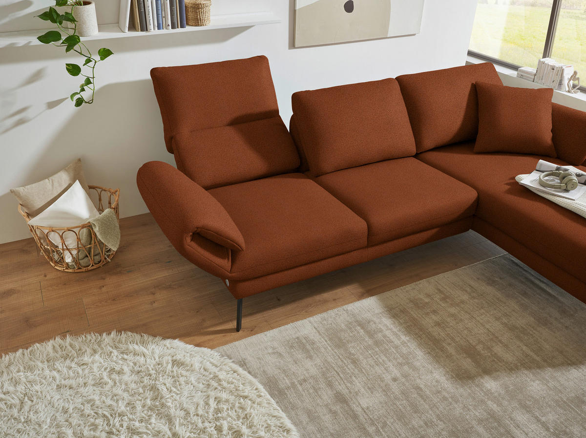 ECKSOFA  in Flachgewebe Kupferfarben  255-365/175-224 cm  - Schwarz/Kupferfarben, Design, Textil/Metall (255-365/175-224cm) - Dieter Knoll