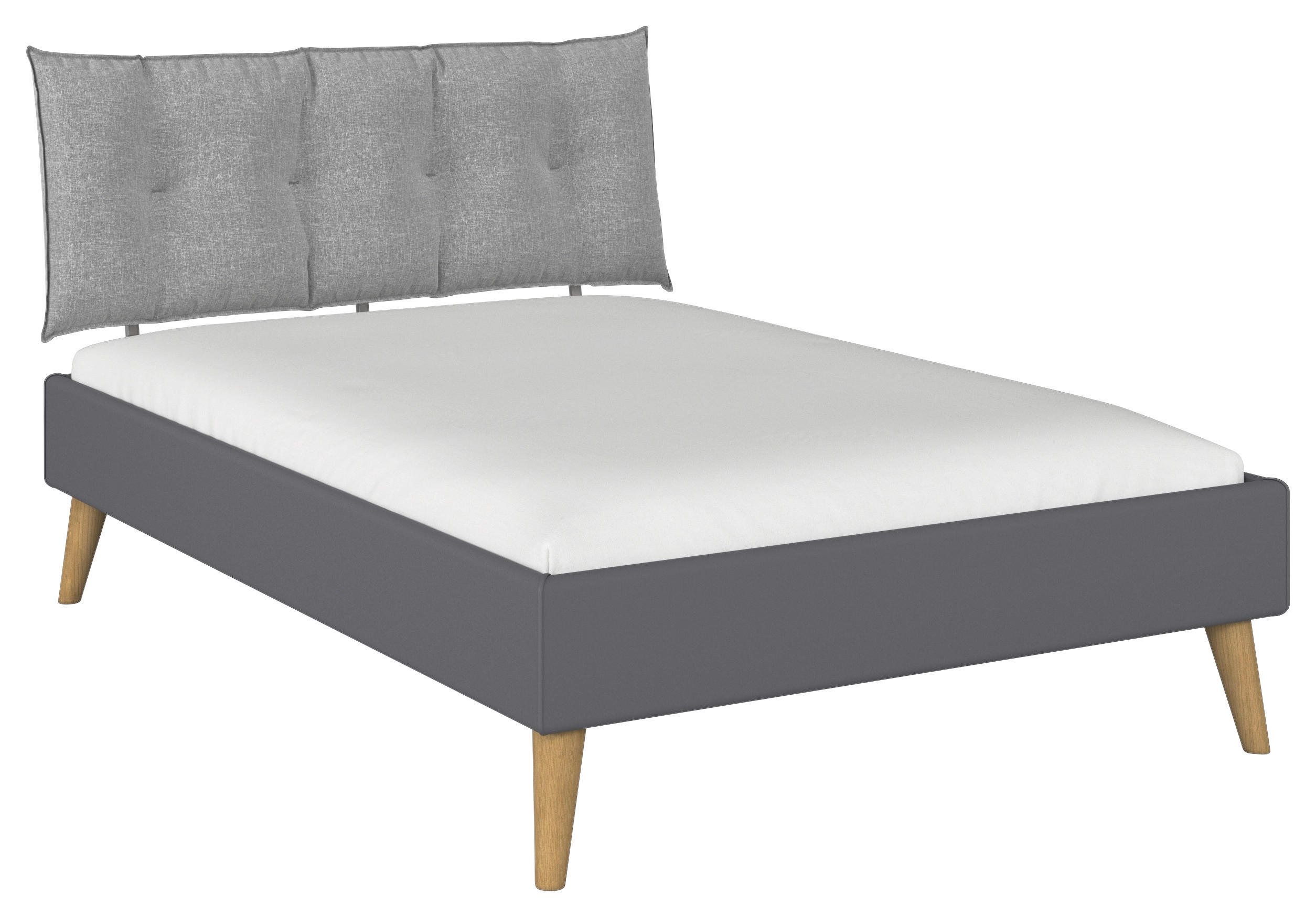 BETT 140/200 cm  in Grau  - Wildeiche/Grau, Design, Holz/Textil (140/200cm) - Carryhome