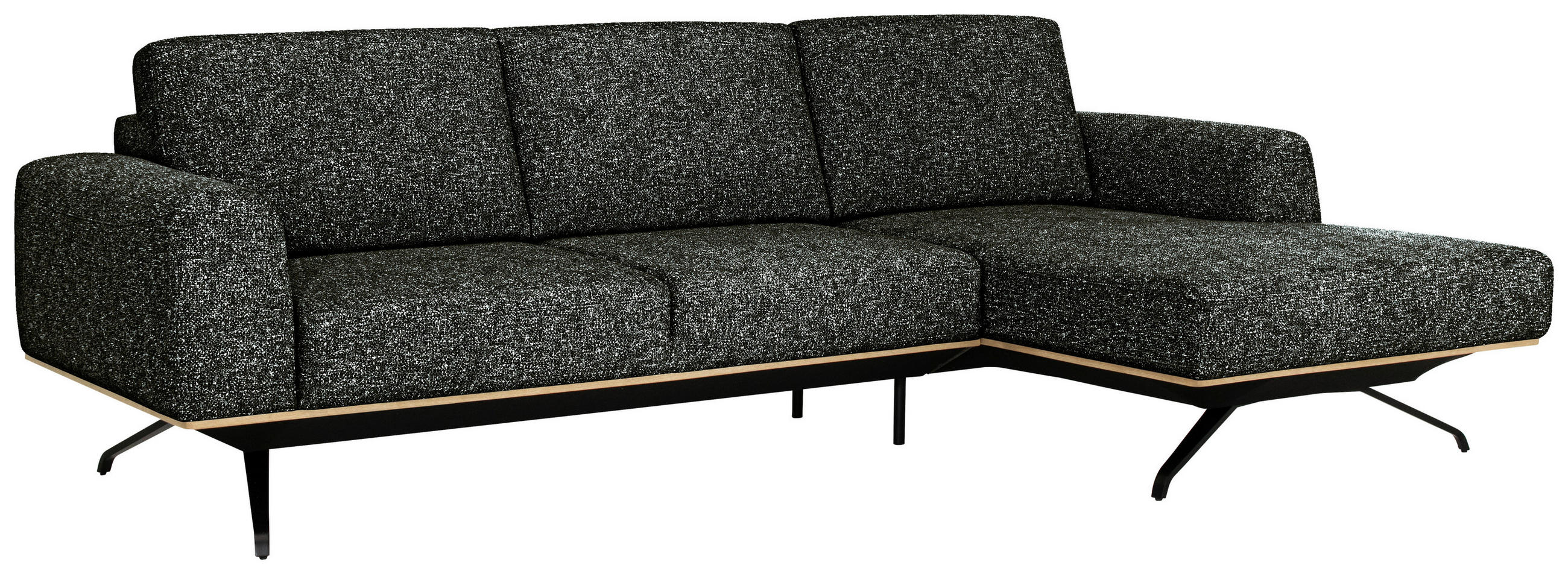 ECKSOFA Waldgrün Struktur  - Waldgrün/Schwarz, Design, Textil/Metall (262/157cm) - Novel
