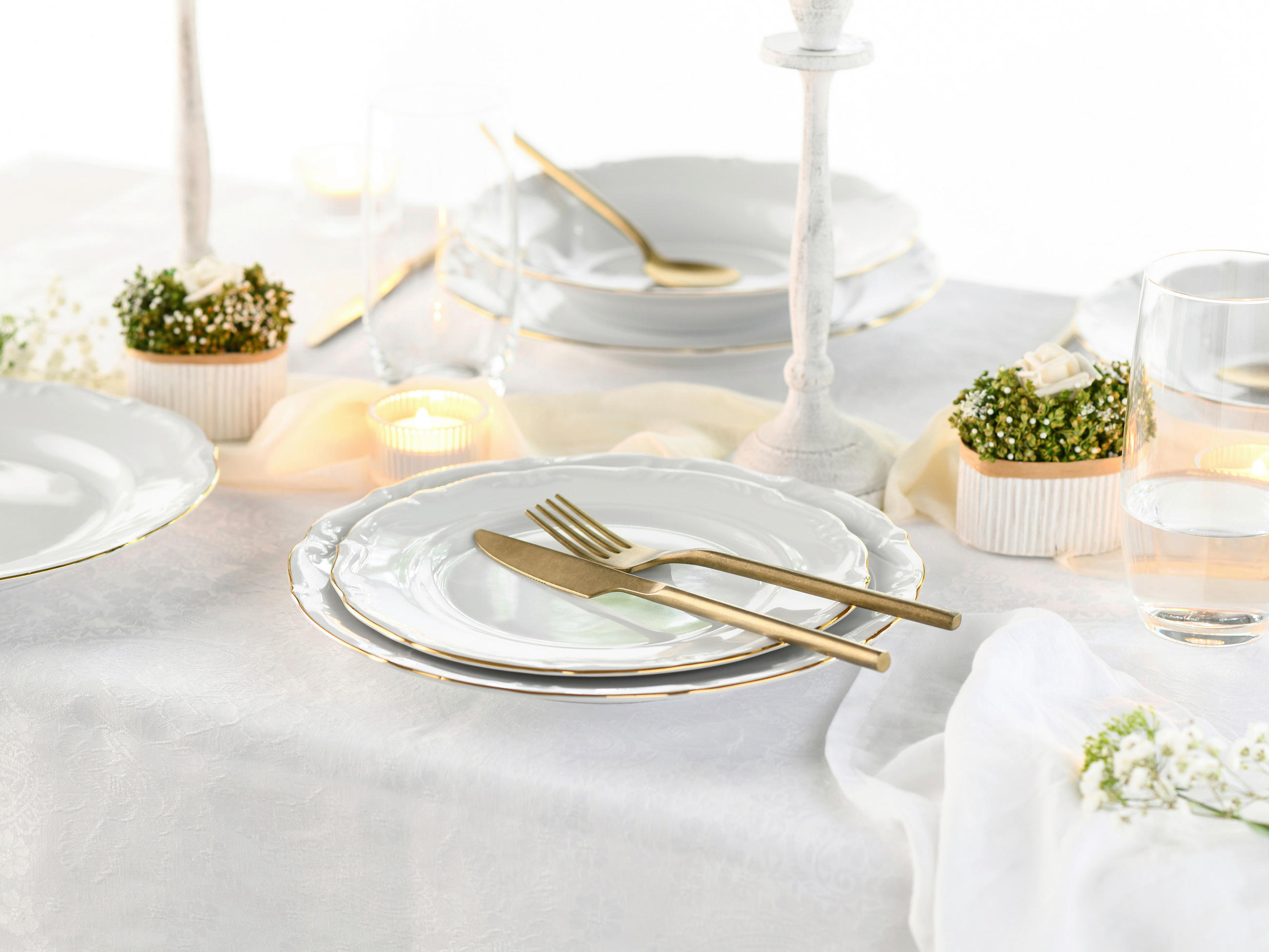KOMBISERVICE Weiß, Goldfarben 30-teilig Maria Theresia Gold  - Goldfarben/Weiß, Basics, Keramik (44/28/33cm) - Creatable
