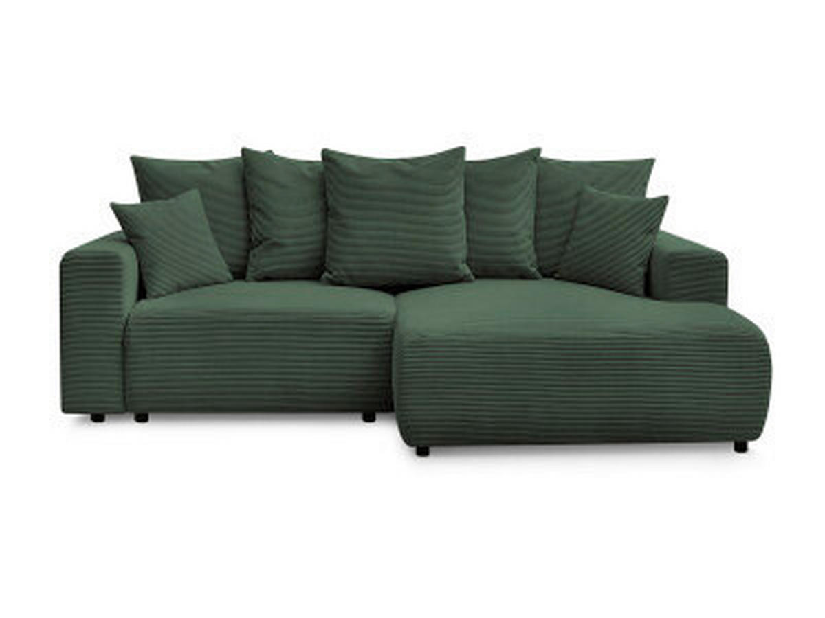 ECKSOFA Ottomane rechts  ATILLA Dunkelgrün Cord  - Dunkelgrün/Schwarz, MODERN, Kunststoff/Textil (244/149cm)