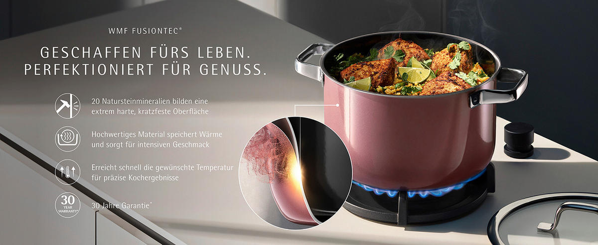 KOCHTOPFSET Fusiontec Mineral 4-teilig  - Rosa, Basics, Metall (60/30/33cm) - WMF