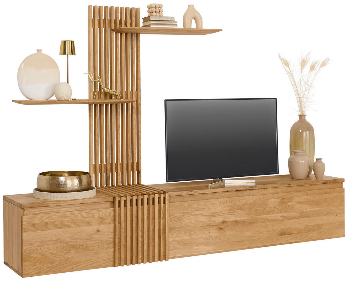 WOHNWAND  in Eichefarben  248.8/163/44 cm  - Eichefarben, Natur, Holz (248.8/163/44cm) - Linea Natura