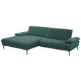 ECKSOFA  in Chenille, Flachgewebe Opal  180/284 cm  - Opal/Schwarz, Design, Textil/Metall (180/284cm) - Dieter Knoll