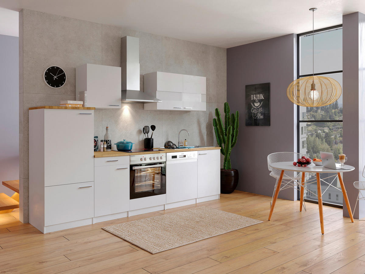 KÜCHENLEERBLOCK 280/200/60 cm   in Weiß  - Silberfarben/Nussbaumfarben, Basics, Holzwerkstoff/Metall (280/200/60cm) - Respekta