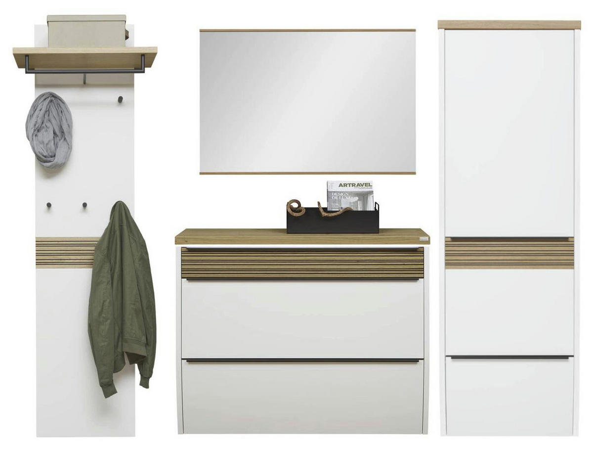 GARDEROBE 4-teilig  in 265/187/31 cm  - Eichefarben/Weiß, Design, Holz/Holzwerkstoff (265/187/31cm) - Dieter Knoll