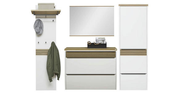 GARDEROBE 4-teilig  in 265/187/31 cm  - Eichefarben/Weiß, Design, Holz/Holzwerkstoff (265/187/31cm) - Dieter Knoll