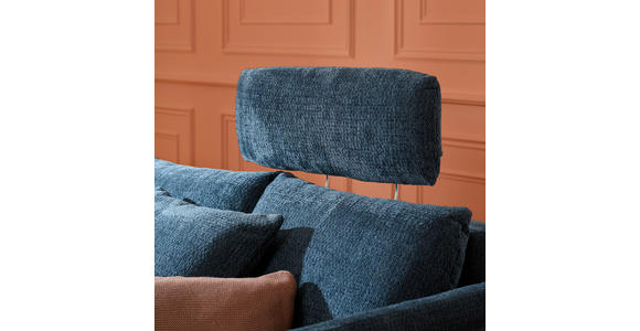 ECKSOFA in Chenille Blau  - Blau/Schwarz, KONVENTIONELL, Textil/Metall (291/153cm) - Hom`in