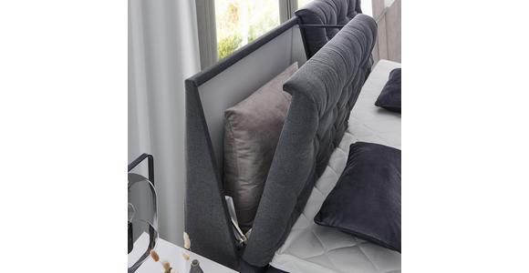 BOXSPRINGBETT 180/200 cm in Dunkelgrau - Dunkelgrau/Schwarz, KONVENTIONELL, Kunststoff/Textil (180/200cm) - Carryhome