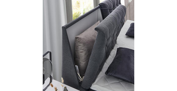 BOXSPRINGBETT 160/200 cm  in Dunkelgrau  - Dunkelgrau/Schwarz, KONVENTIONELL, Kunststoff/Textil (160/200cm) - Carryhome