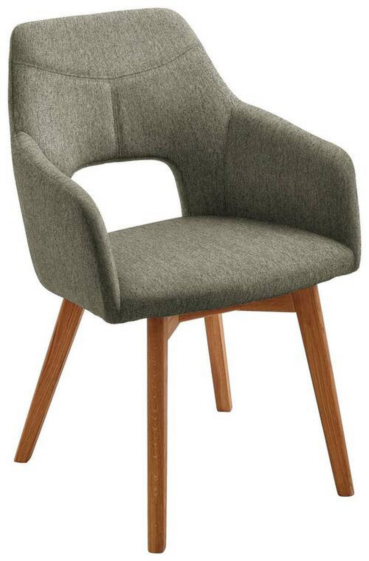 ARMLEHNSTUHL drehbar  in Webstoff  - Eichefarben/Olivgrün, Design, Holz/Textil (57/84/57cm) - Voleo