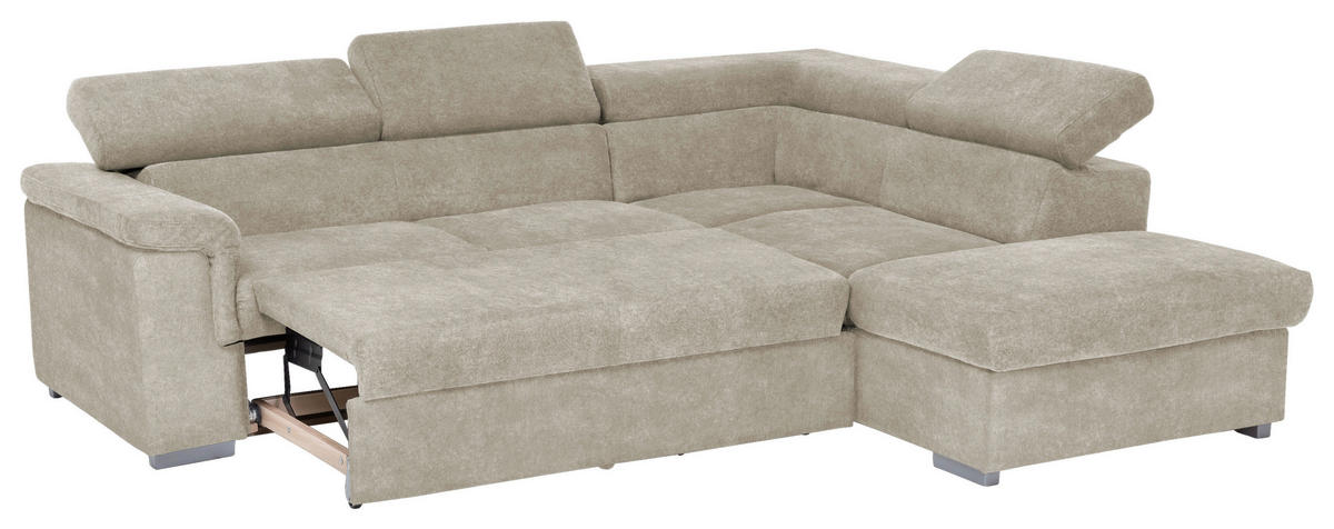 ECKSOFA in Flachgewebe Beige  252/217 cm  - Beige, Basics, Holz/Textil (252/217cm) - MID.YOU