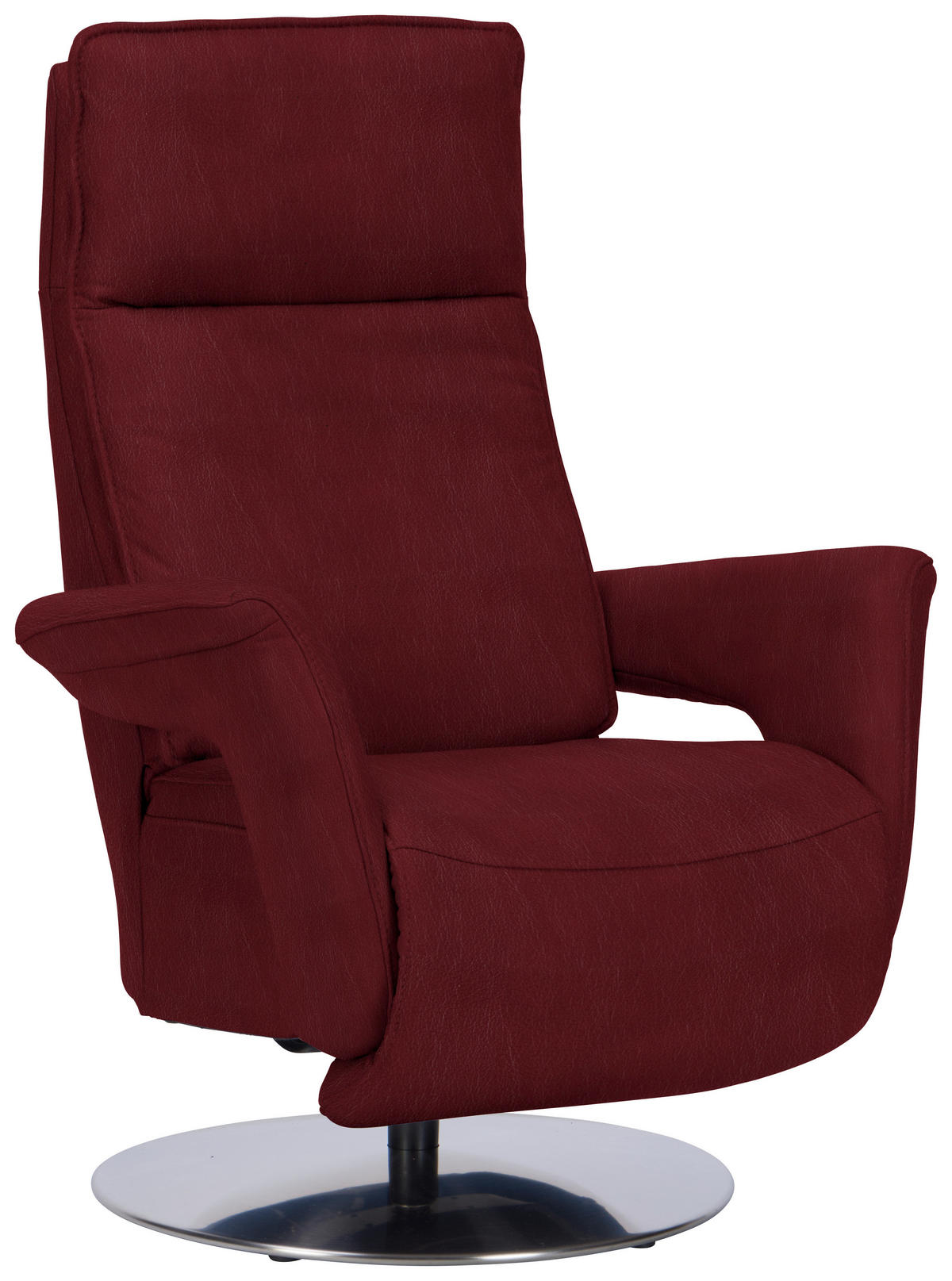 RELAXSESSEL Leder Rot  - Edelstahlfarben/Rot, Design, Leder/Metall (83/112/87-174cm) - Valdera