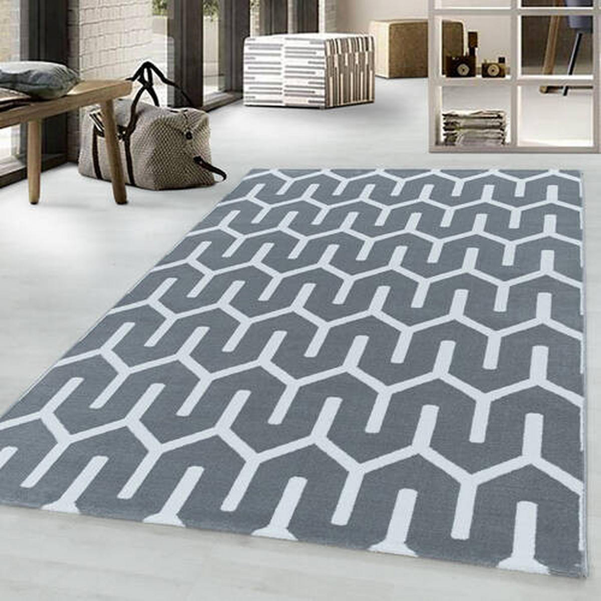 VÄVD MATTA 240/340 cm Costa 3524 Grey  - grå, Design, textil (240/340cm)