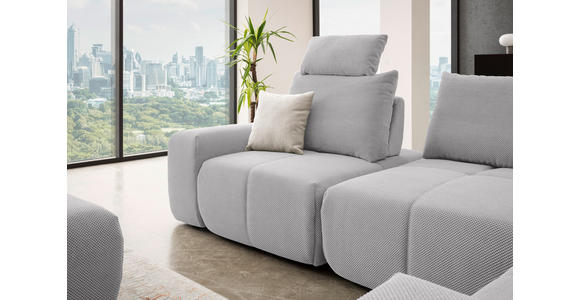 ECKSOFA in Velours Silberfarben 326/236 cm - Silberfarben/Schwarz, Design, Kunststoff/Textil (326/236cm) - Xora