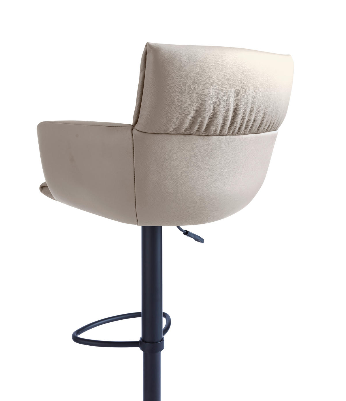 BARHOCKER Echtleder Schwarz, Cappuccino Eisen Lederauswahl, Stoffauswahl, Sitzfläche 360° drehbar, automatische Rückholfunktion  - Schwarz/Cappuccino, Design, Leder/Metall (58/88-112/58cm) - Dieter Knoll