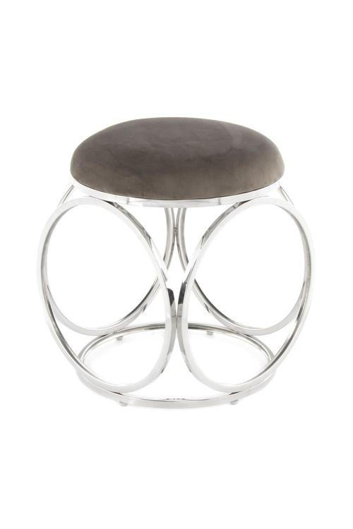 HOCKER in Metall, Textil Grau, Silberfarben  - Silberfarben/Grau, Design, Textil/Metall (40/49/40cm) - Kayoom