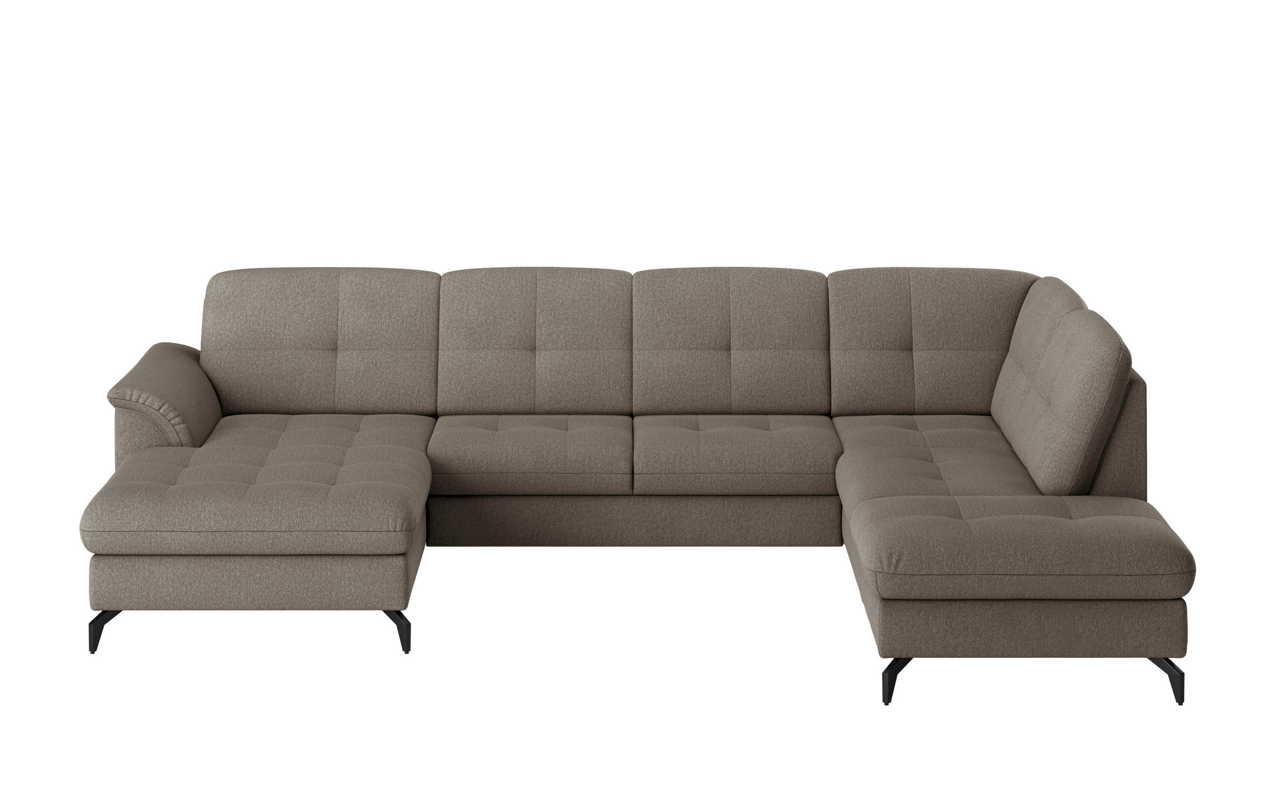 WOHNLANDSCHAFT Schlammfarben Flachgewebe  - Schlammfarben/Schwarz, MODERN, Textil/Metall (164/319/212cm) - Sit & More