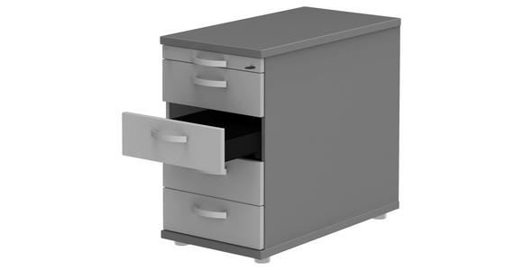 ANSTELLCONTAINER Anthrazit, Alufarben, Hellgrau - Anthrazit/Hellgrau, KONVENTIONELL, Holzwerkstoff/Metall (43/72-80/80cm) - Moderano