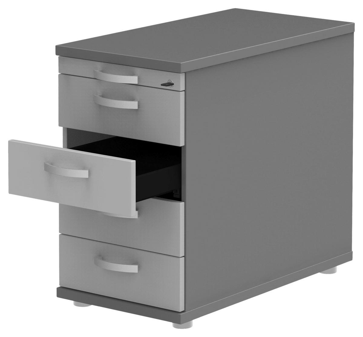 ANSTELLCONTAINER 43/72-80/80 cm  - Anthrazit/Hellgrau, KONVENTIONELL, Holzwerkstoff/Metall (43/72-80/80cm) - Moderano