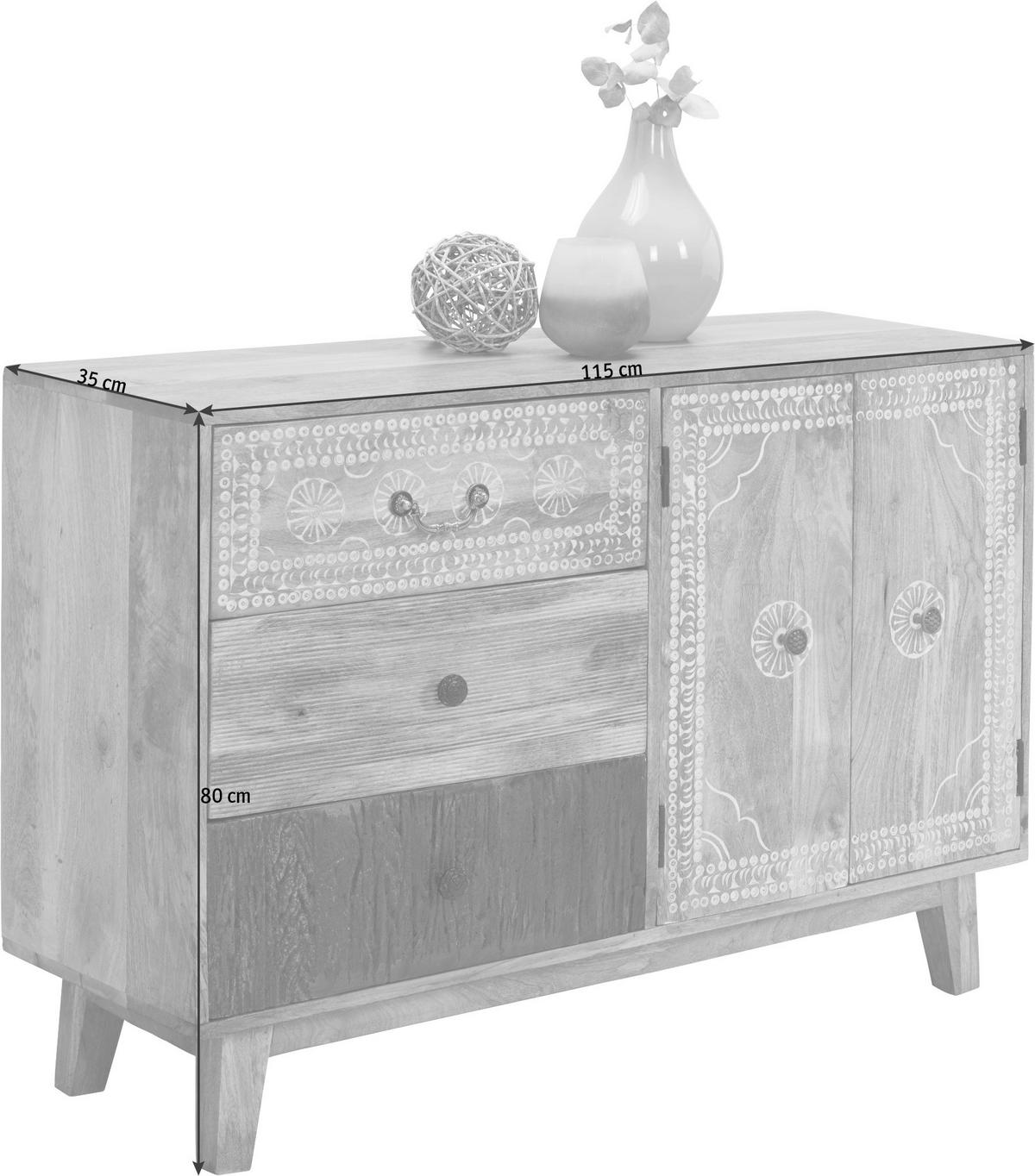 KOMODA, mangové dřevo, hnědá, 115/80/35 cm - přírodní barvy/hnědá, Trend, kov/dřevo (115/80/35cm) - Ambia Home