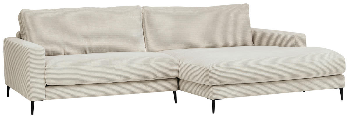 ECKSOFA in Cord Naturfarben, Beige  - Beige/Schwarz, Design, Textil/Metall (272/190cm) - Lomoco