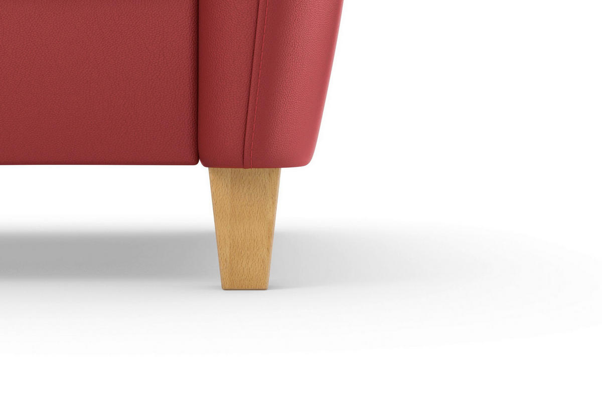 ECKSOFA PALMERA E in Echtleder Rot  236/212 cm  - Eichefarben/Rot, Basics, Leder/Holz (236/212cm) - Sit & More