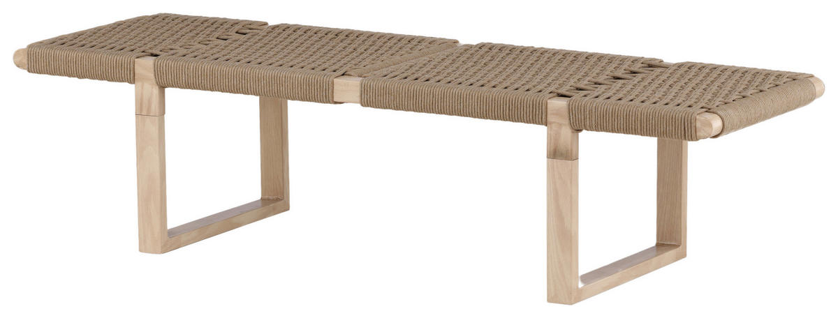 SITZBANK 140/36/46 cm Hellbraun Rattan  - Hellbraun, Design, Holz/Metall (140/36/46cm) - Livetastic