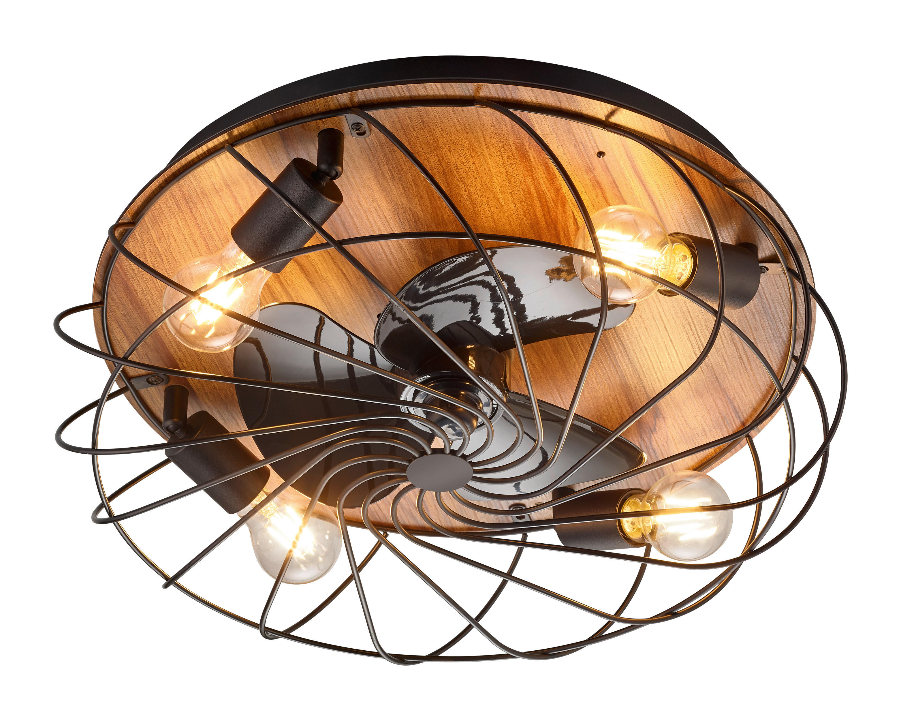 DECKENVENTILATOR - Schwarz/Pinienfarben, Trend, Holz/Kunststoff (48,6cm) - Mican