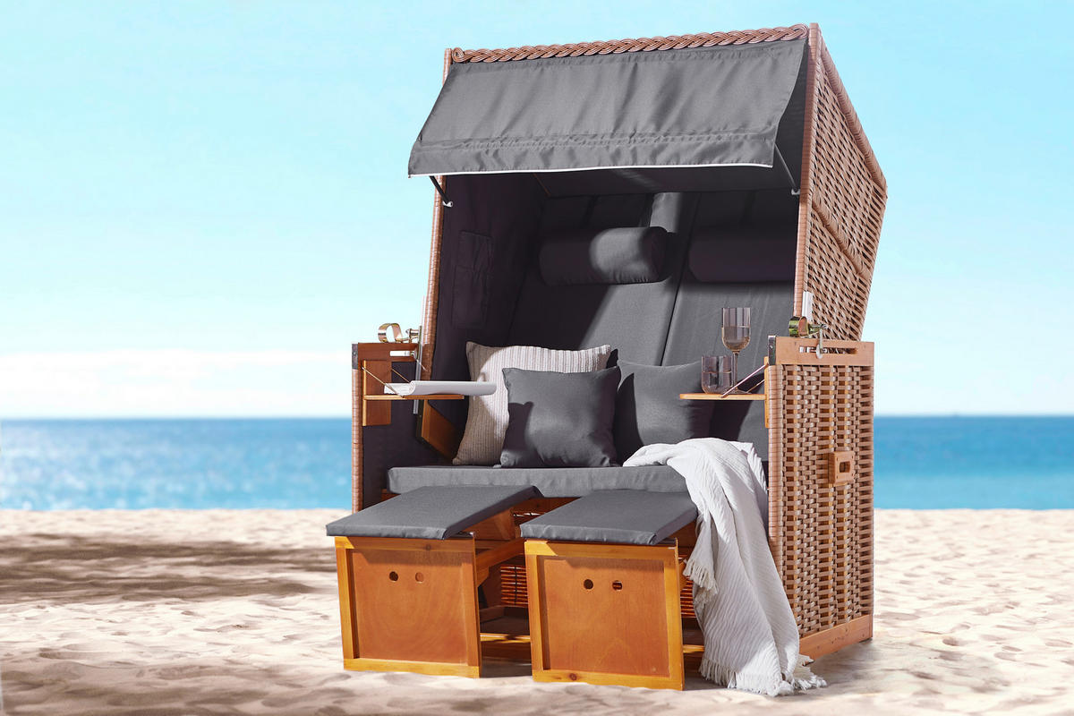 STRANDKORB - Braun/Grau, MODERN, Holz/Kunststoff (116/159/78cm)