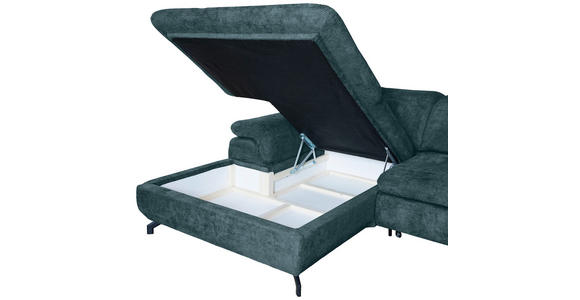 WOHNLANDSCHAFT in Struktur Blau  - Blau/Schwarz, KONVENTIONELL, Textil/Metall (188/357/253cm) - Carryhome