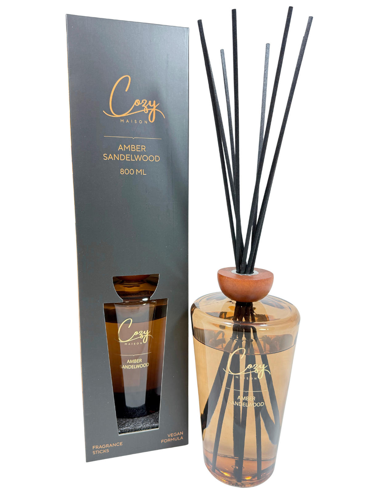 DIŠAVA ZA PROSTOR  - črna/prozorno, Basics, steklo/les (800ml)