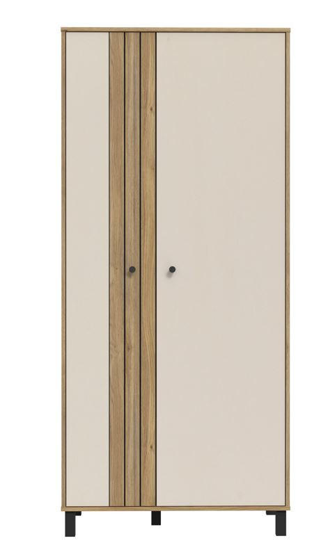 OMARA S KLASIČNIMI VRATI, barve hrasta, peščene barve  - črna/barve hrasta, Design, kovina/leseni material (88,1/195,8/52,7cm) - Hom`in