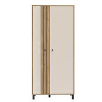 OMARA S KLASIČNIMI VRATI, barve hrasta, peščene barve  - črna/barve hrasta, Design, kovina/leseni material (88,1/195,8/52,7cm) - Hom`in