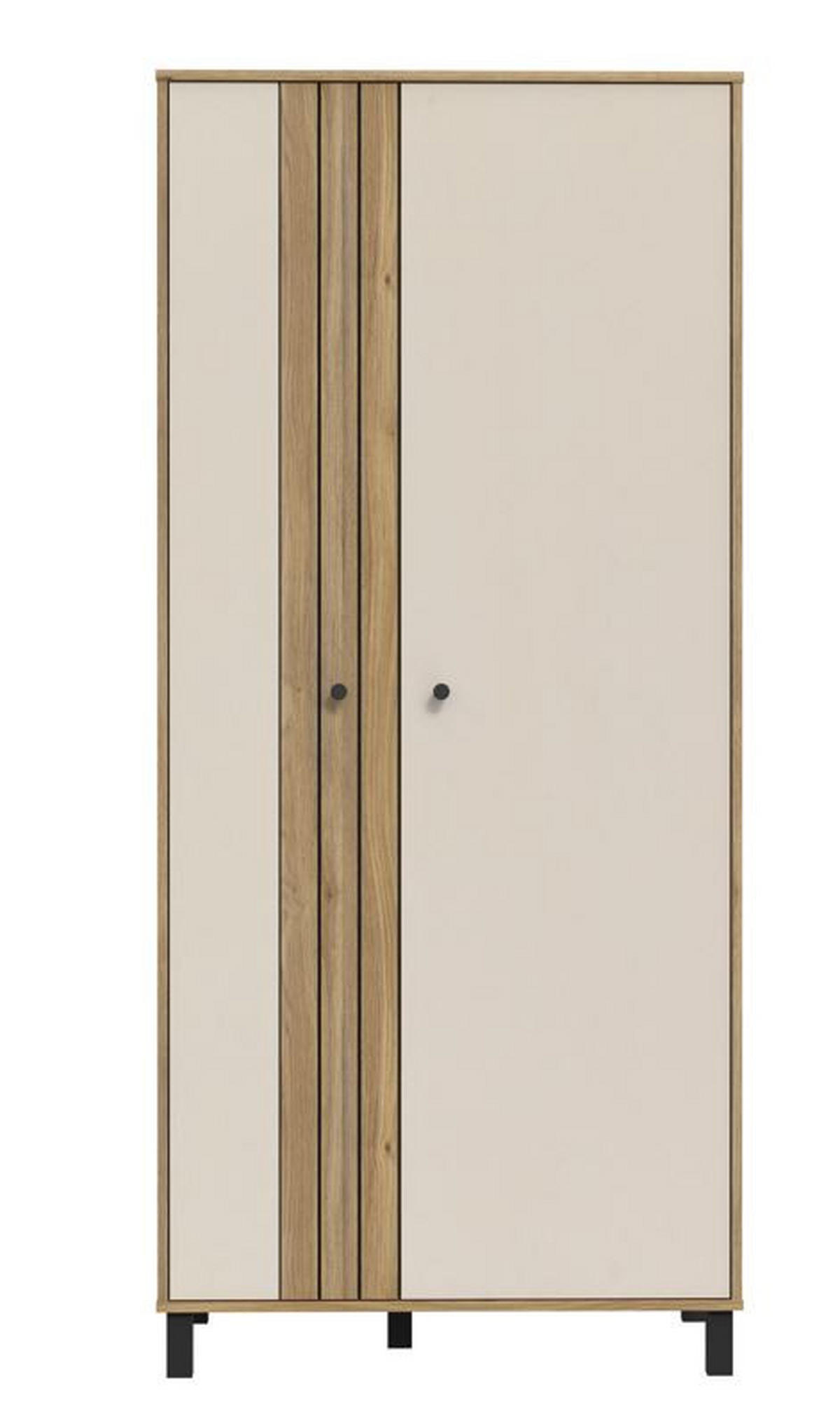 OMARA S KLASIČNIMI VRATI, barve hrasta, peščene barve  - črna/barve hrasta, Design, kovina/leseni material (88,1/195,8/52,7cm) - Hom`in
