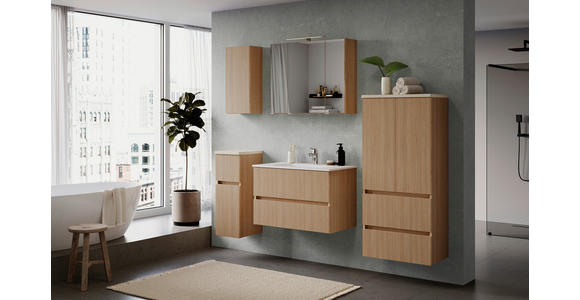 WASCHTISCHKOMBI 80 cm  - Sandfarben/Eichefarben, KONVENTIONELL, Keramik/Holzwerkstoff (80cm) - Xora