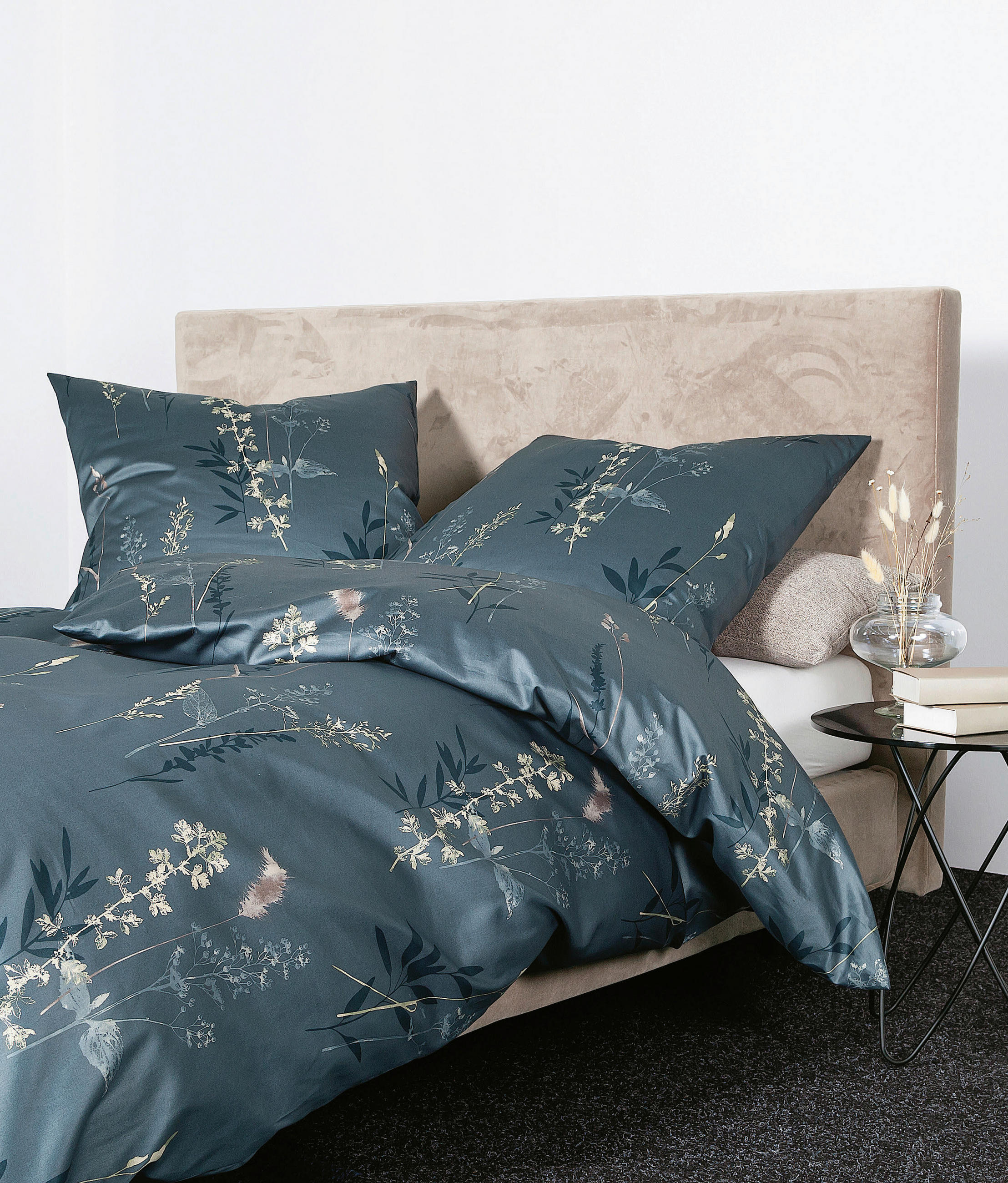 BETTWÄSCHE Moments Makosatin 155/200 cm  - Blau/Beige, Design, Textil (155/200cm) - Janine