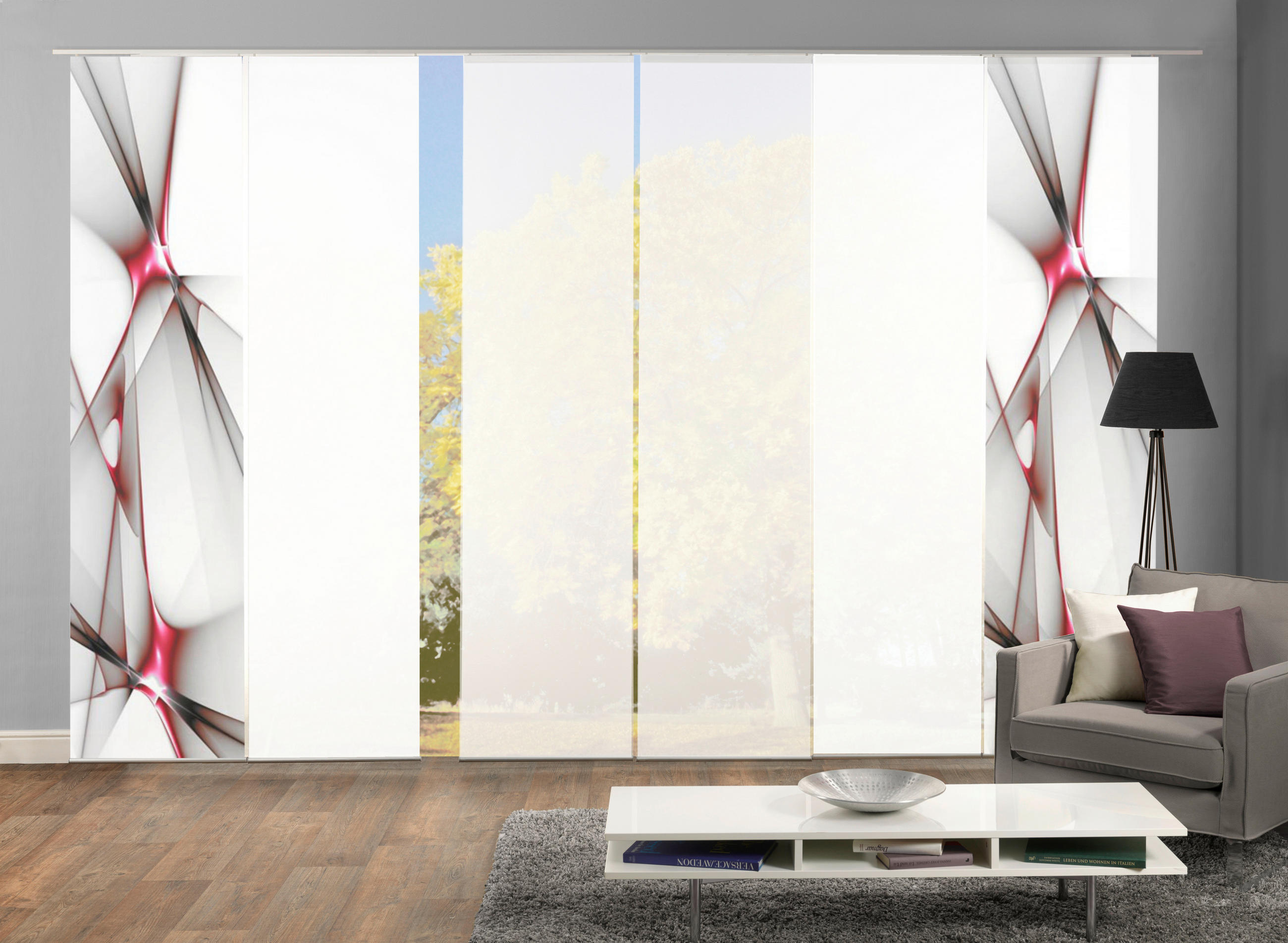 FLÄCHENVORHANG FRANKLIN, 6-TLG  6 Stück    60/245 cm  - Rot, Basics, Textil (60/245cm)