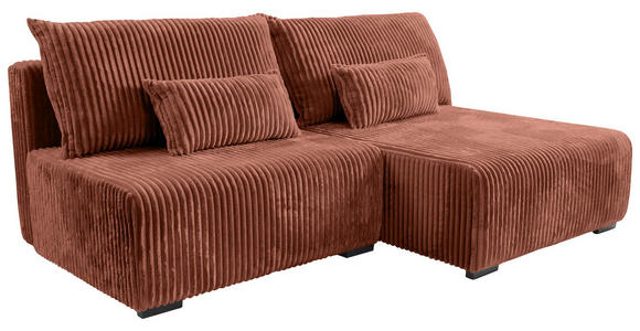 ECKSOFA Bronzefarben Cord - Schwarz/Bronzefarben, MODERN, Holz/Textil (210/145cm) - Carryhome