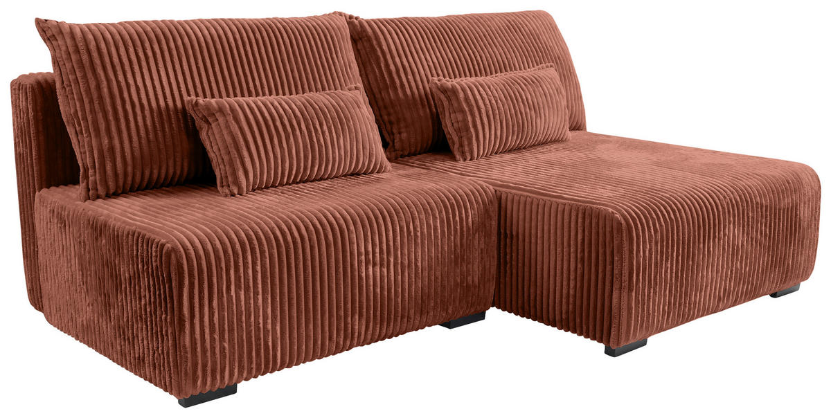 ECKSOFA in Cord Bronzefarben  210/145 cm  - Schwarz/Bronzefarben, MODERN, Holz/Textil (210/145cm) - Carryhome